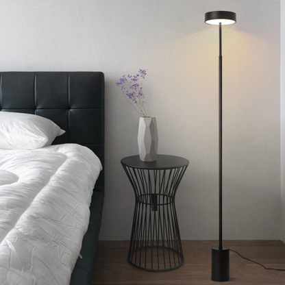 Minimalist Metal Linear Black White Gray Floor Lamp Bedroom