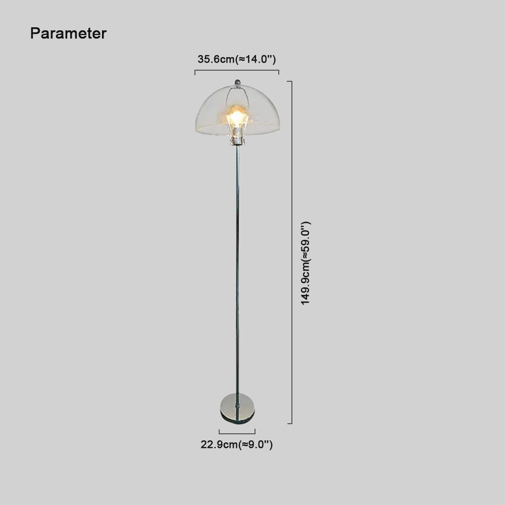 Modern Metal Glass Half Globe Brown Floor Lamp Living Room