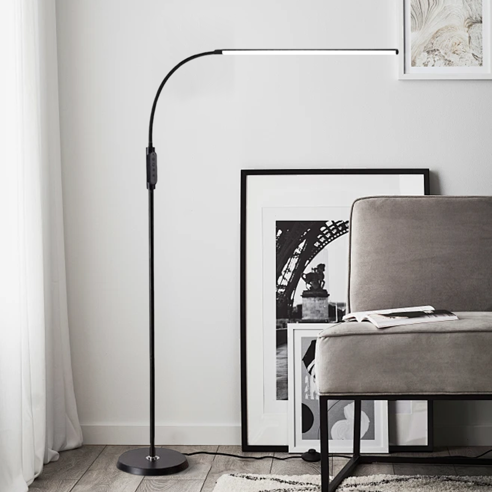 Modern Metal Linear White Floor Lamp Study Room