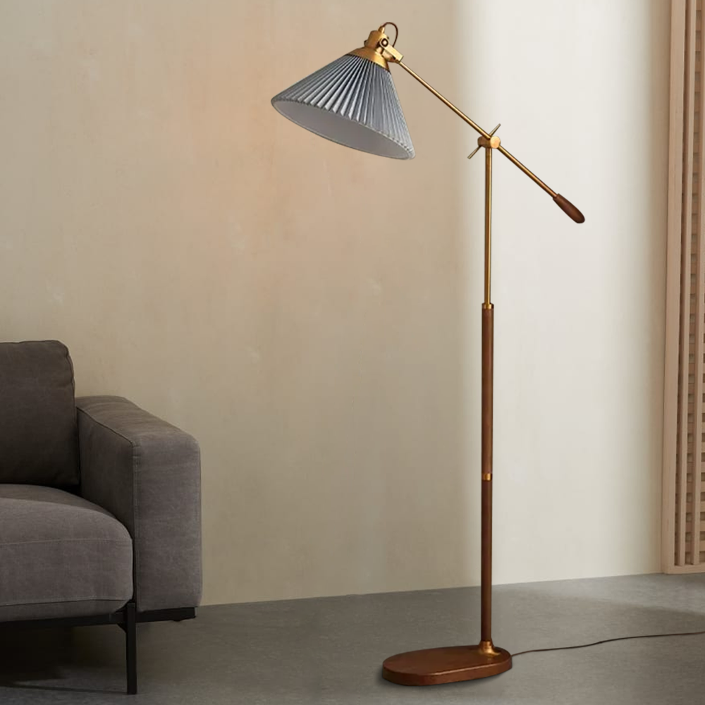 Vintage Metal Hooded White Floor Lamp Living Room