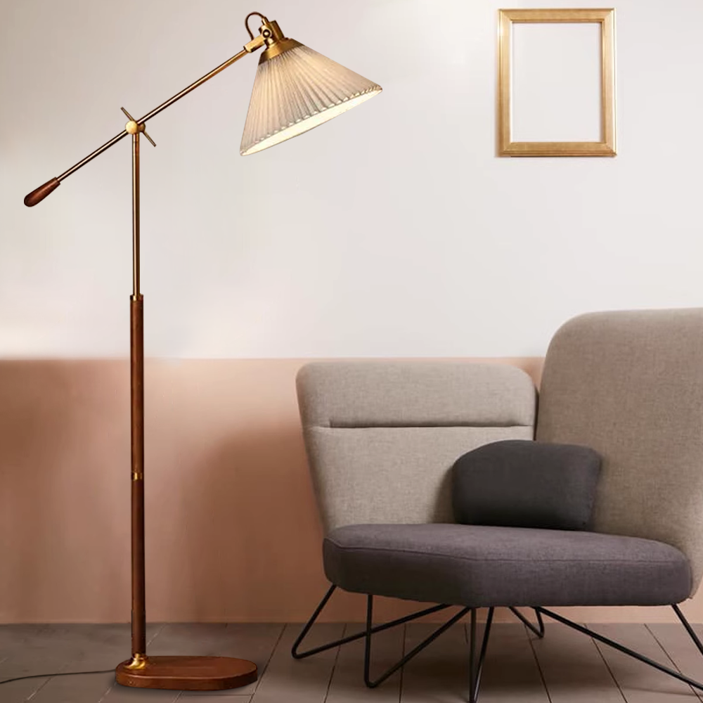 Vintage Metal Hooded White Floor Lamp Living Room