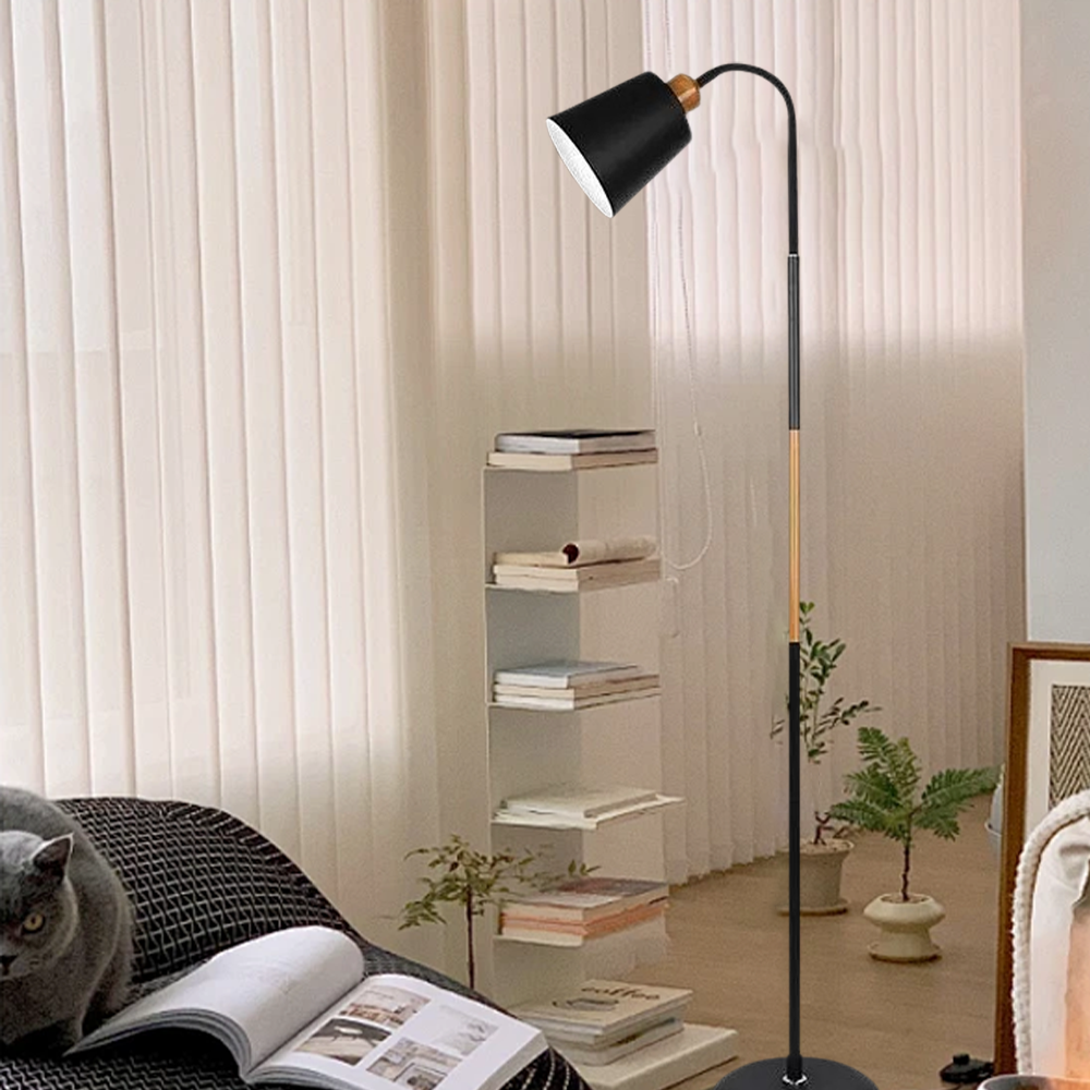 Industrial Metal Cone Black Floor Lamp Living Room