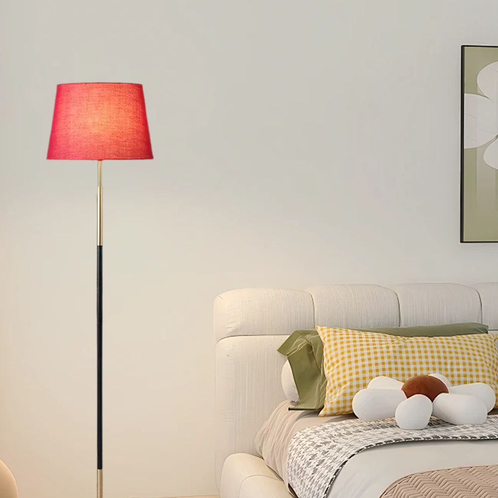 Modern Metal Fabric Hooded White Black Floor Lamp Bedroom