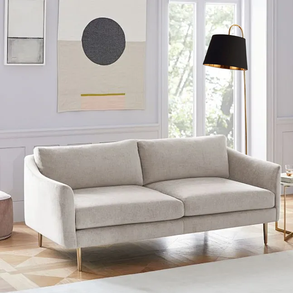 Modern Metal Hooded White Black Floor Lamp Bedroom