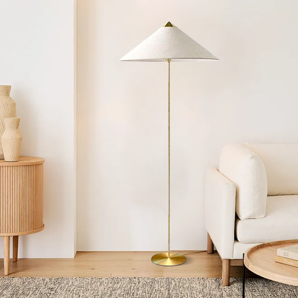 Rustic Wood Fabric Umbrella White Floor Lamp Living Room