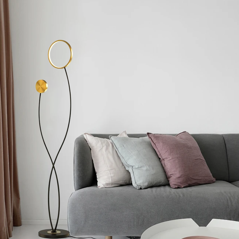 Modern Wave Double Head Metal Acrylic Floor Lamp Bedroom