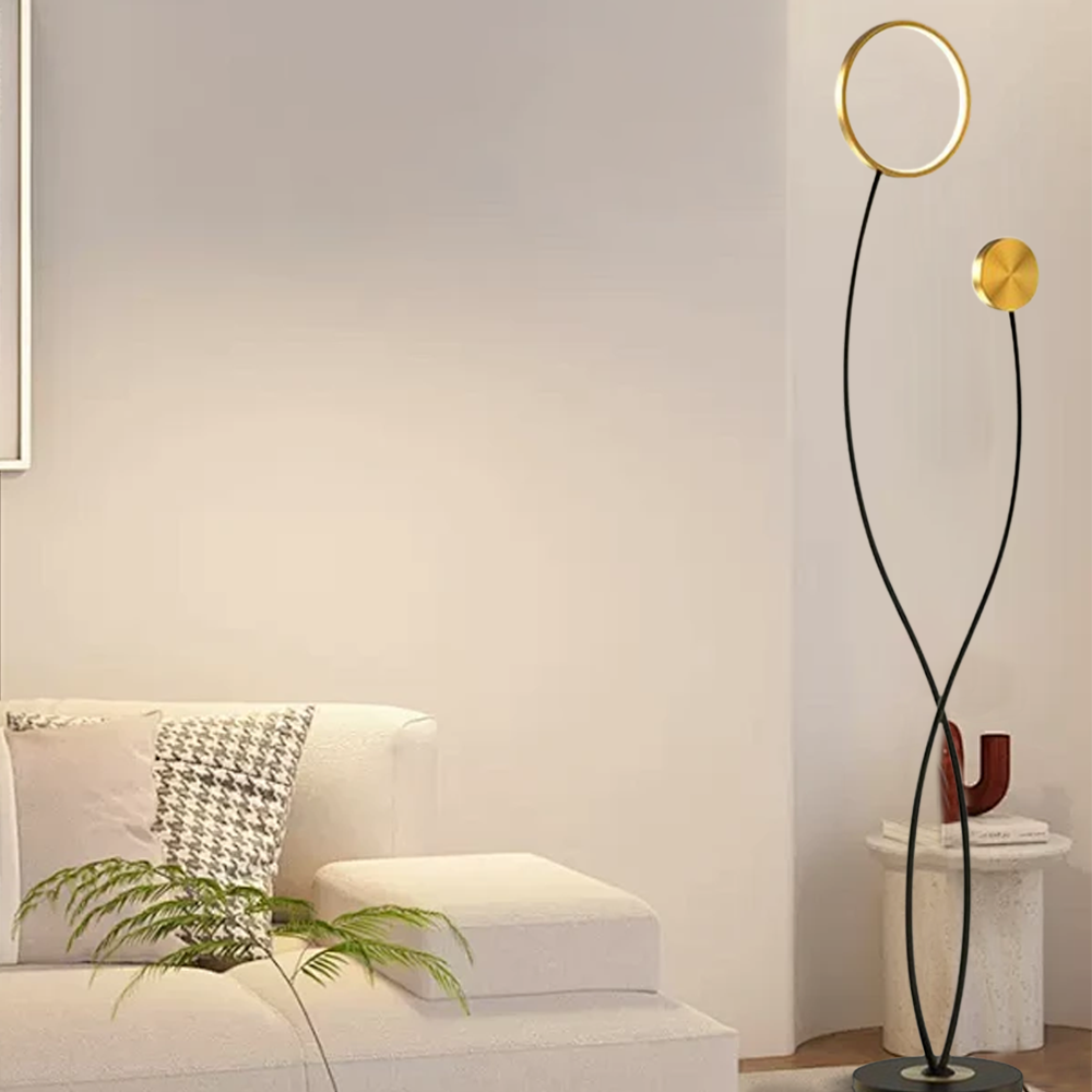 Modern Wave Double Head Metal Acrylic Floor Lamp Bedroom
