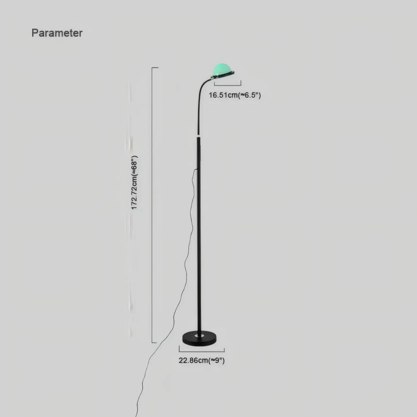 Modern Metal Half Round Black Floor Lamp Bedroom