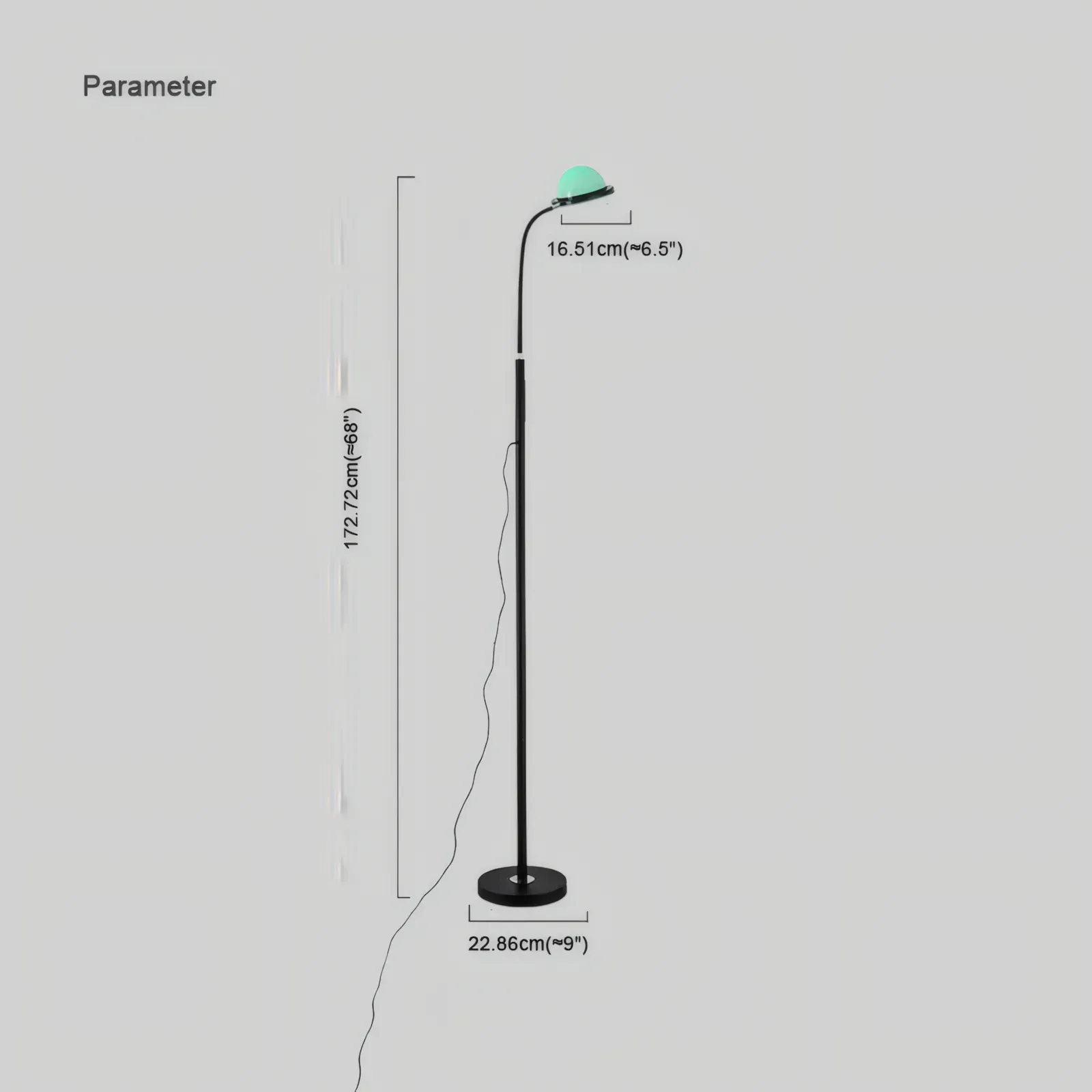 Modern Metal Half Round Black Floor Lamp Bedroom