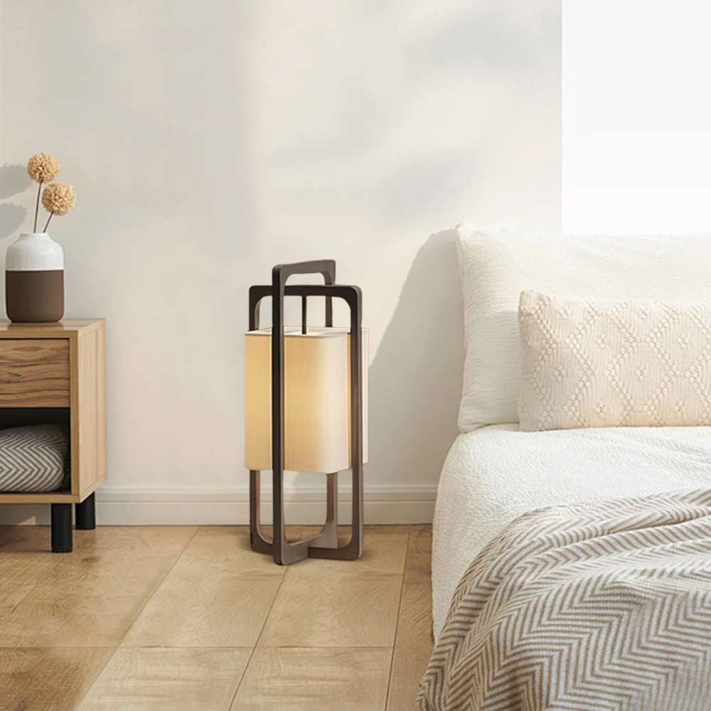 Modern Wood Fabric Retangular Walnut Floor Light Living Room