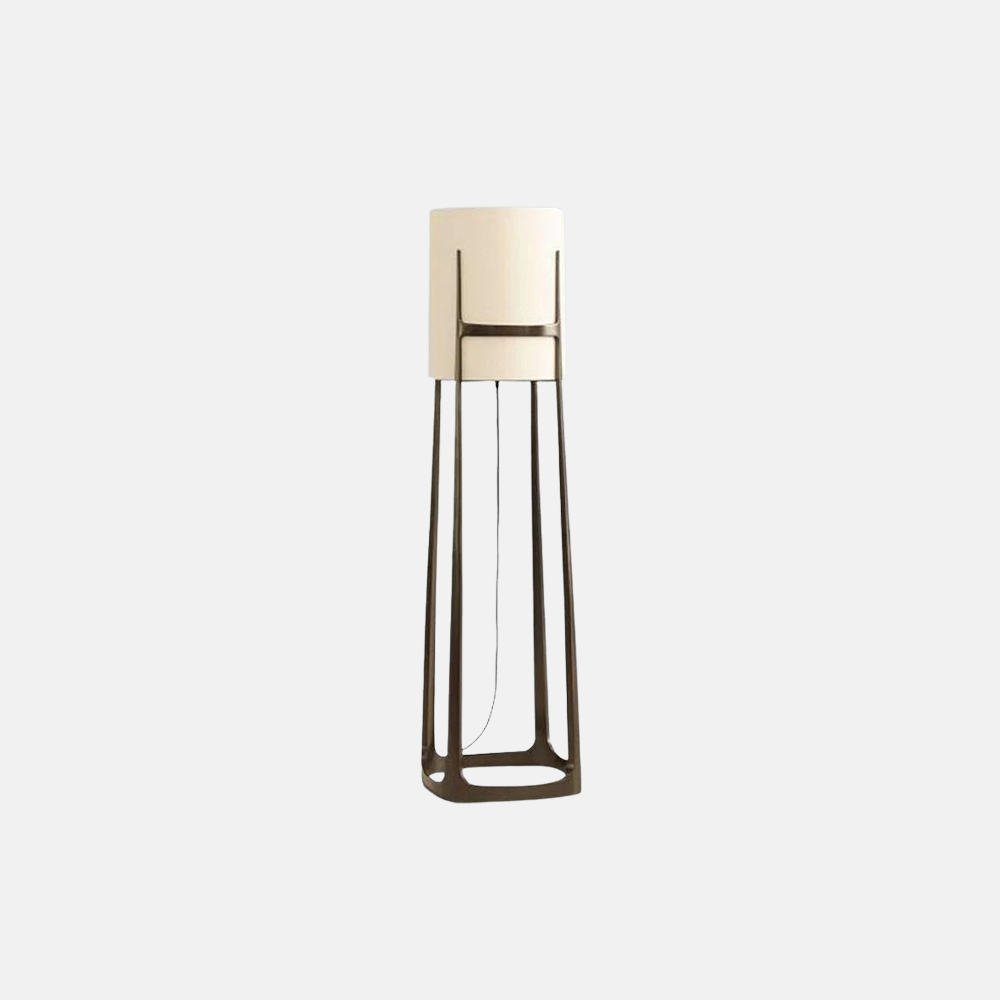 Modern Metal Fabric Cylindrical White Floor Lamp Bedroom