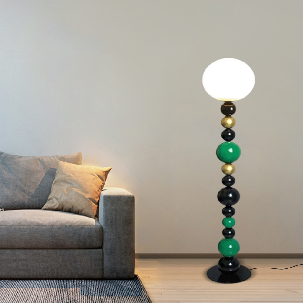 Morandi Metal Acrylic Globular Red Green Floor Lamp Basement