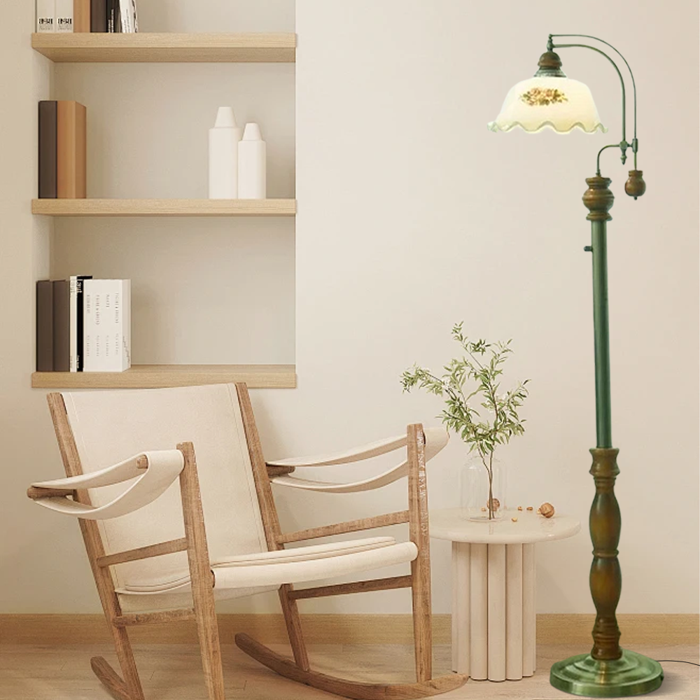 Vintage Metal Flower Shaped Brown Floor Lamp Living Room