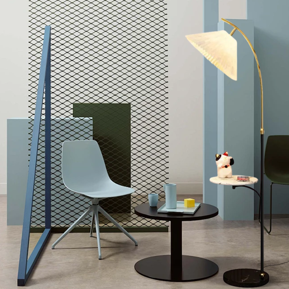 Vintage Metal Hooded White Floor Lamp living Room
