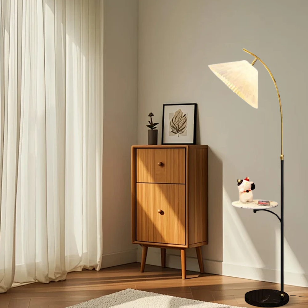 Vintage Metal Hooded White Floor Lamp living Room
