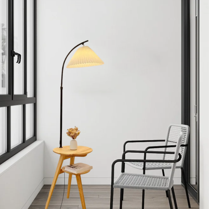 Modern Metal Fabric Hooded Walnut Living Room Floor Lamp