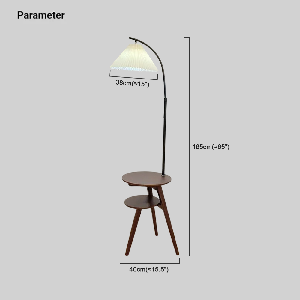 Modern Metal Fabric Hooded Walnut Living Room Floor Lamp