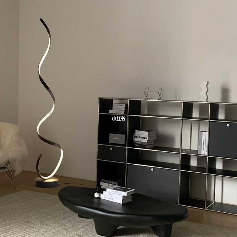 Modern Steamline Minimalist Linear Black Floor Lamp Living Room