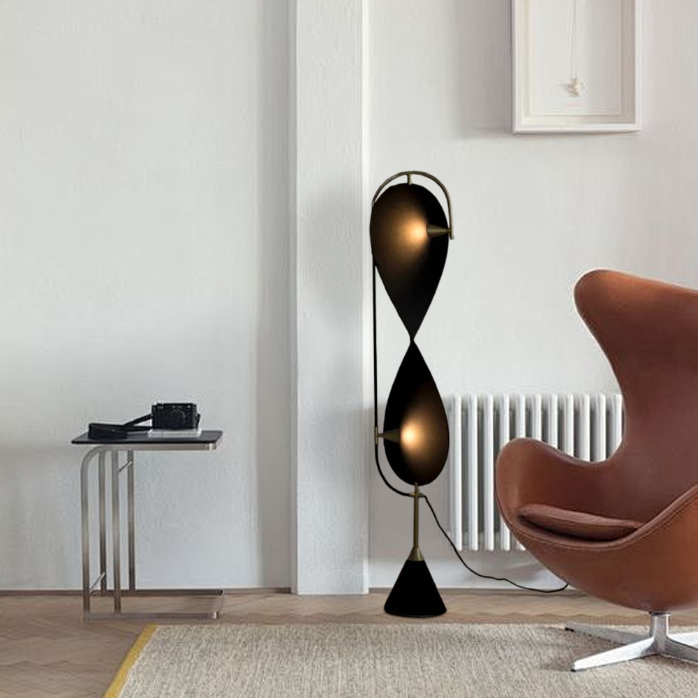 Art Deco Metal Geometric Black Floor Lamp Living Room