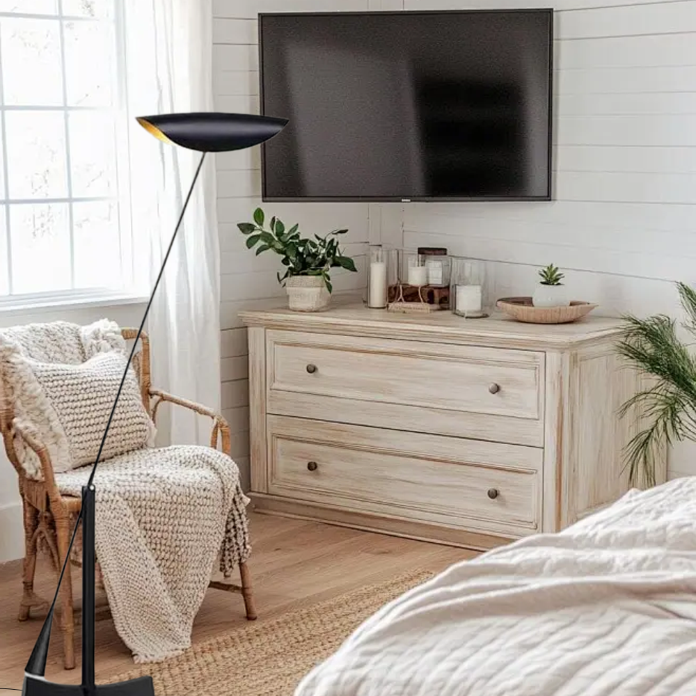 Vintage Metal Hooded Black Floor Lamp living Room