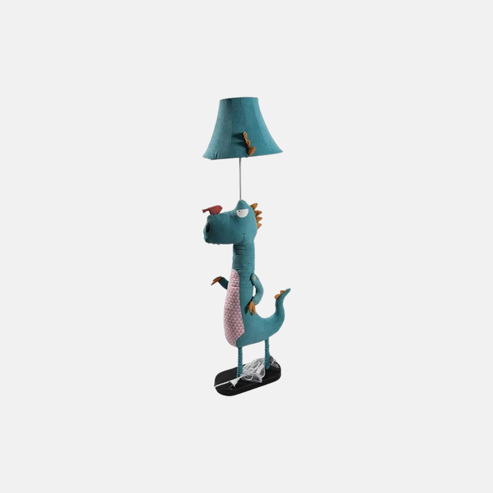 Art Deco Metal Fabric Dinosaur Blue Floor Lamp Childer's Room