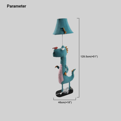 Art Deco Metal Fabric Dinosaur Blue Floor Lamp Childer's Room