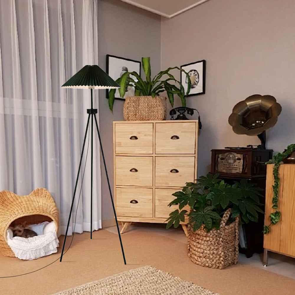 Modern Metal Hooded Green Floor Lamp Bedroom