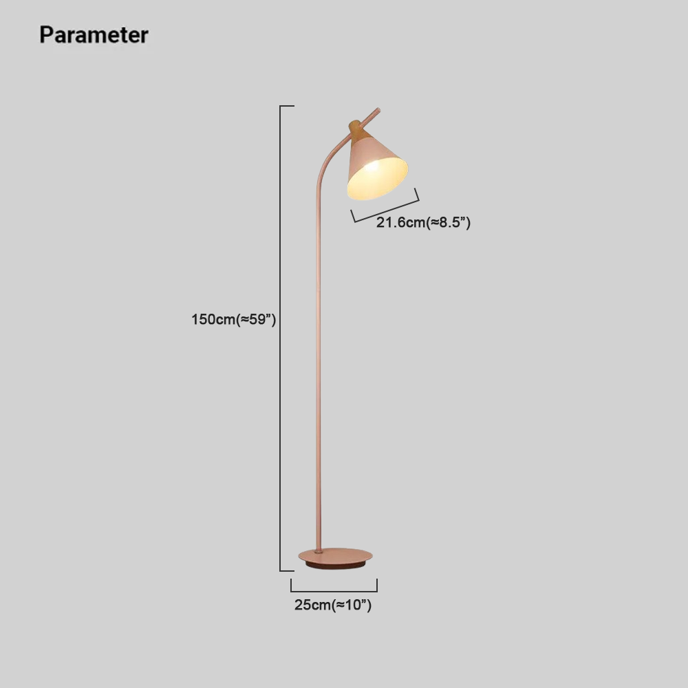 Morandi Metal Conical Gray Pink Yellow Floor Lamp Bedroom