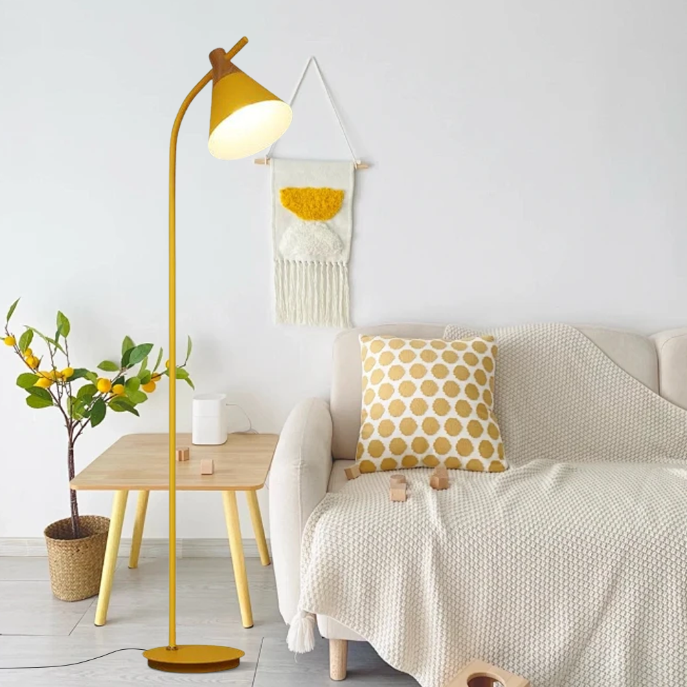 Morandi Metal Conical Gray Pink Yellow Floor Lamp Bedroom
