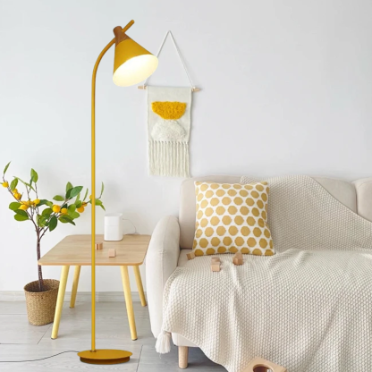 Morandi Metal Conical Gray Pink Yellow Floor Lamp Bedroom