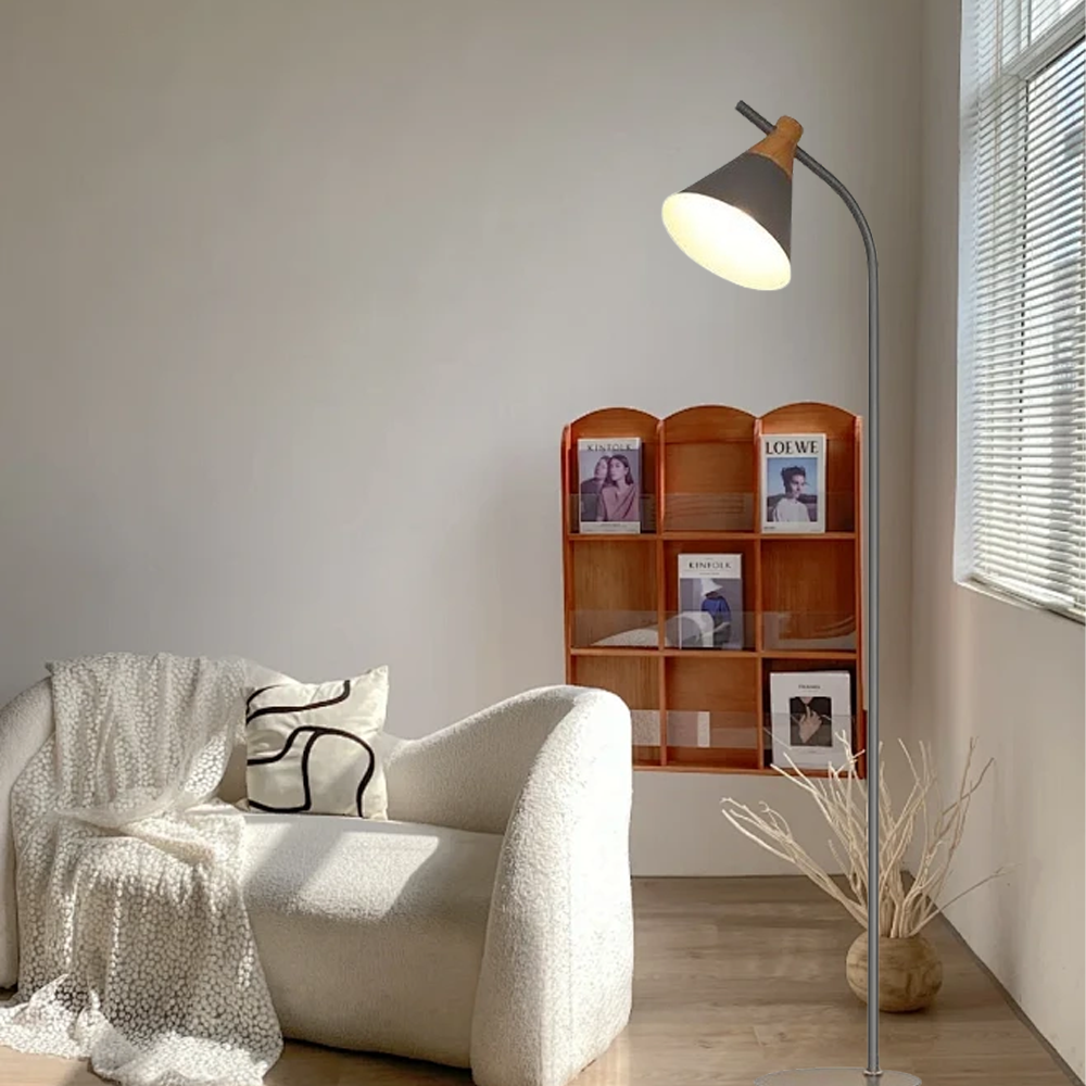 Morandi Metal Conical Gray Pink Yellow Floor Lamp Bedroom