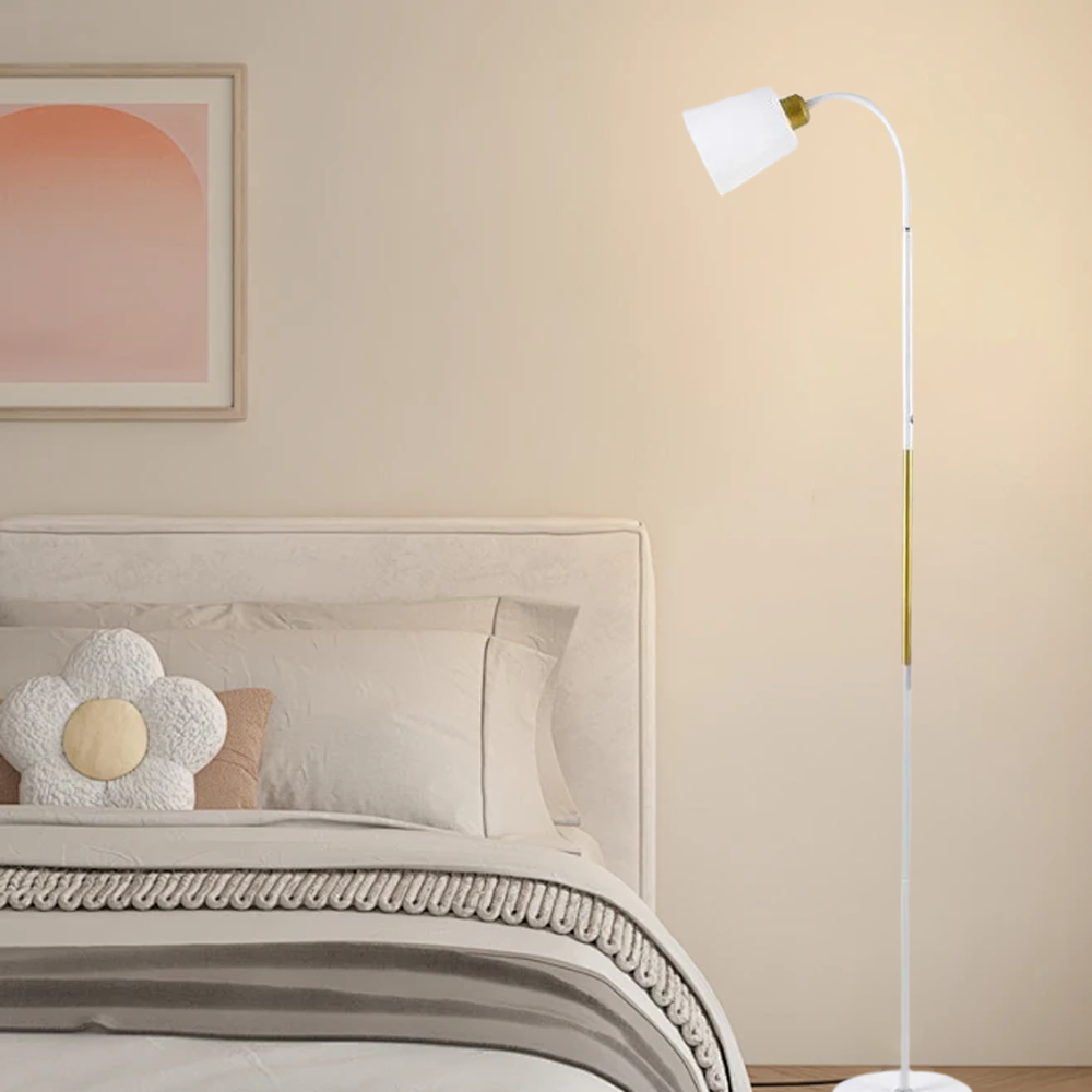 Modern Metal Geometric Black White Floor Lamp Living Room