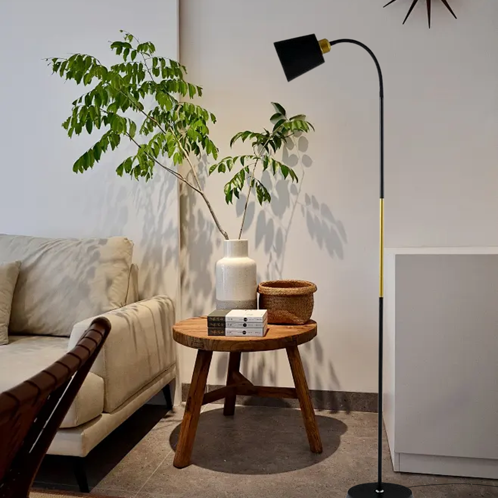 Modern Metal Geometric Black White Floor Lamp Living Room