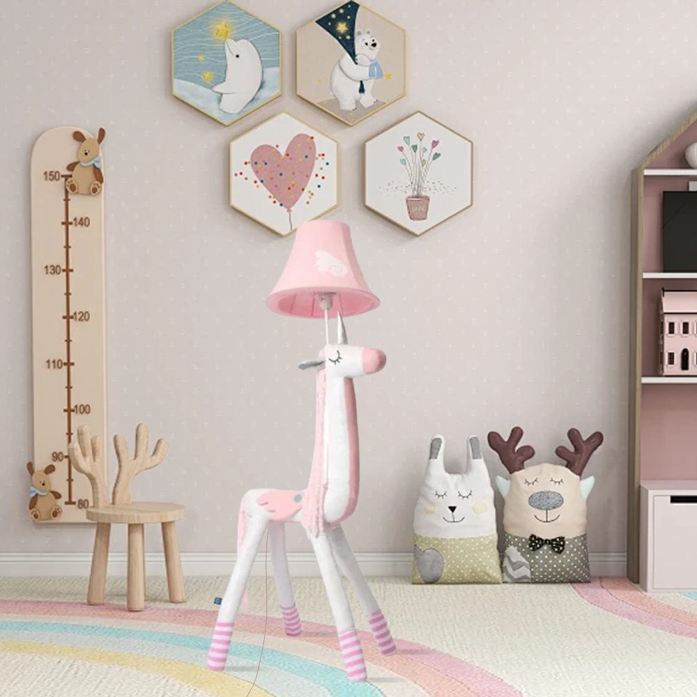 Nordic Metal Fabric Ergomonics Pink Floor Lamp Bedroom