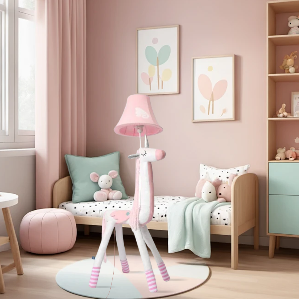 Nordic Metal Fabric Ergomonics Pink Floor Lamp Bedroom