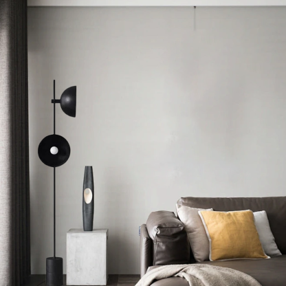 Modern Metal Round Black Floor Lamp Living Room