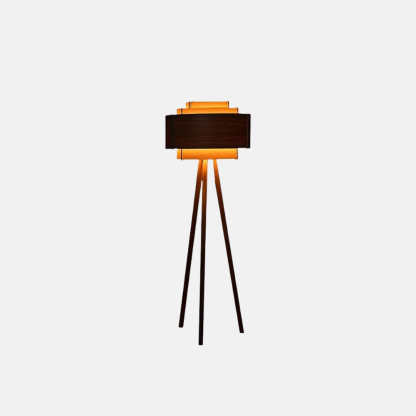 Modern Solid Wood Tripod Brown Living Room Floor Lamp