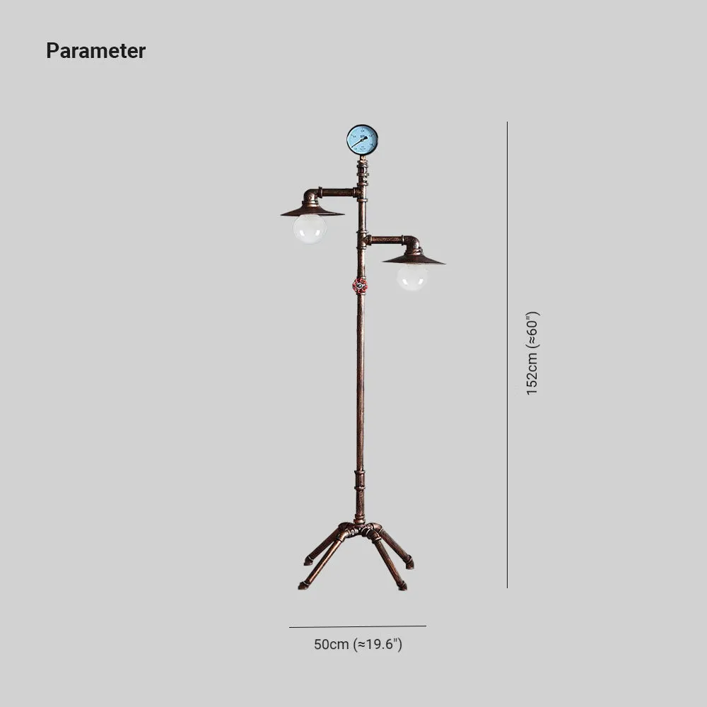Vintage  Metal Piped Dining Room Floor Lamp, Bronze