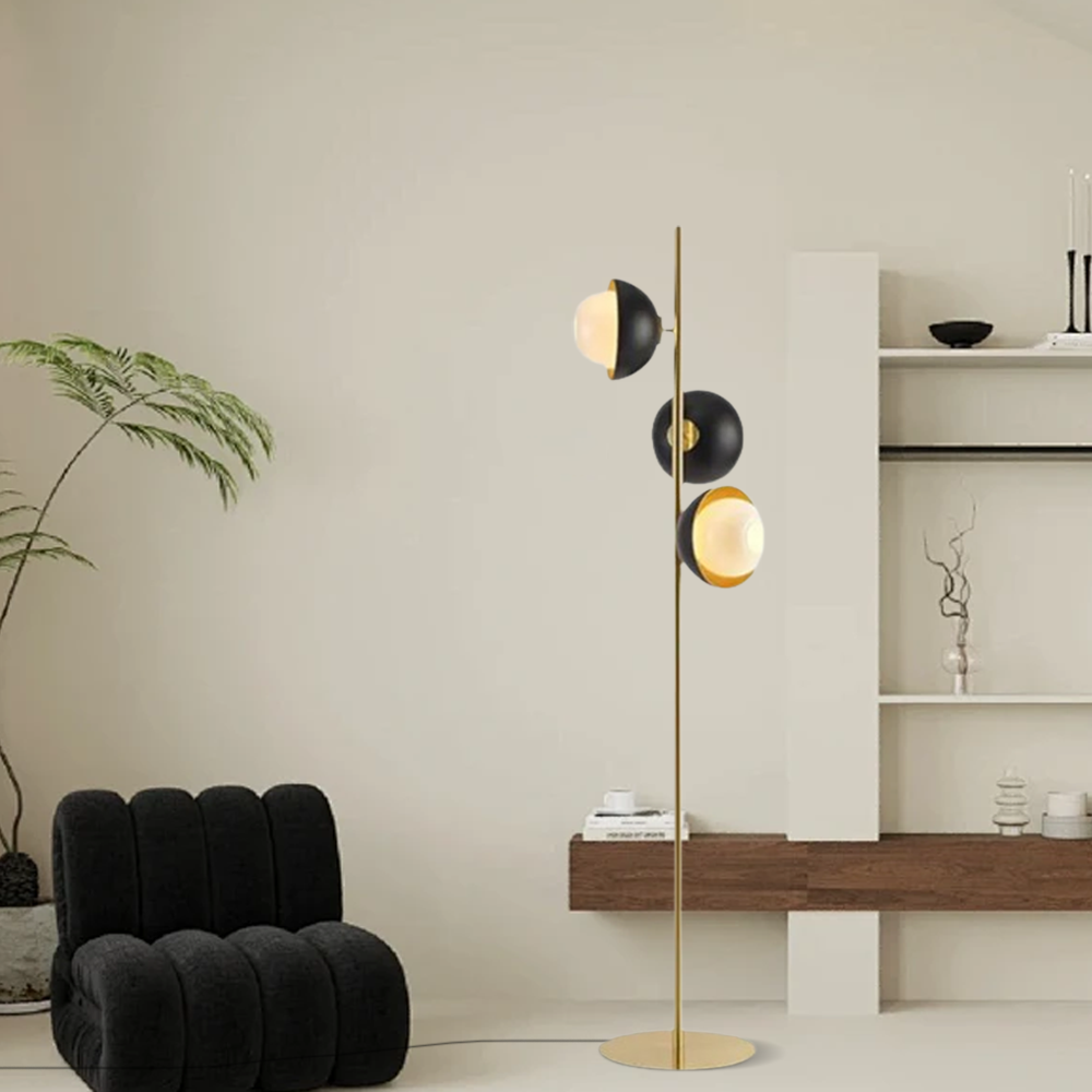 Art Deco Metal Bubble Black Gold Floor Lamp Living Room | Riofu