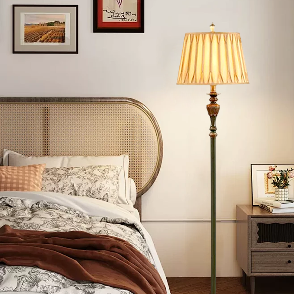 Vintage Metal Resin Hooded Bronze Floor Lamp Bedroom | Riofu