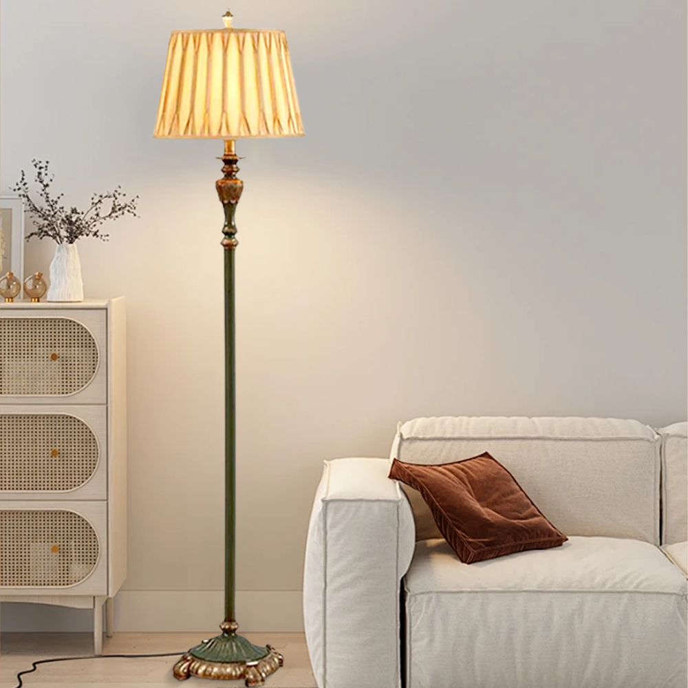 Vintage Metal Resin Hooded Bronze Floor Lamp Bedroom