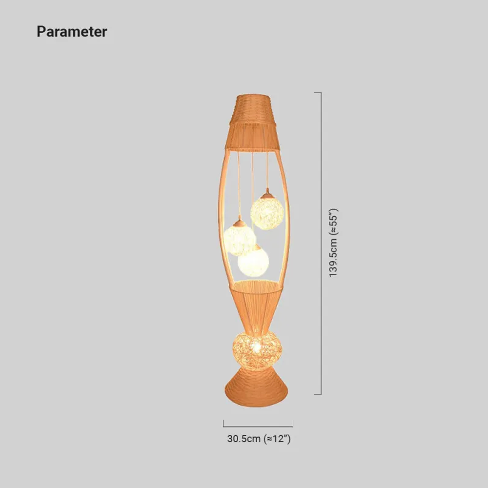 Rustic Bamboo Fish Basket Burlywood Floor Lamp Living Room