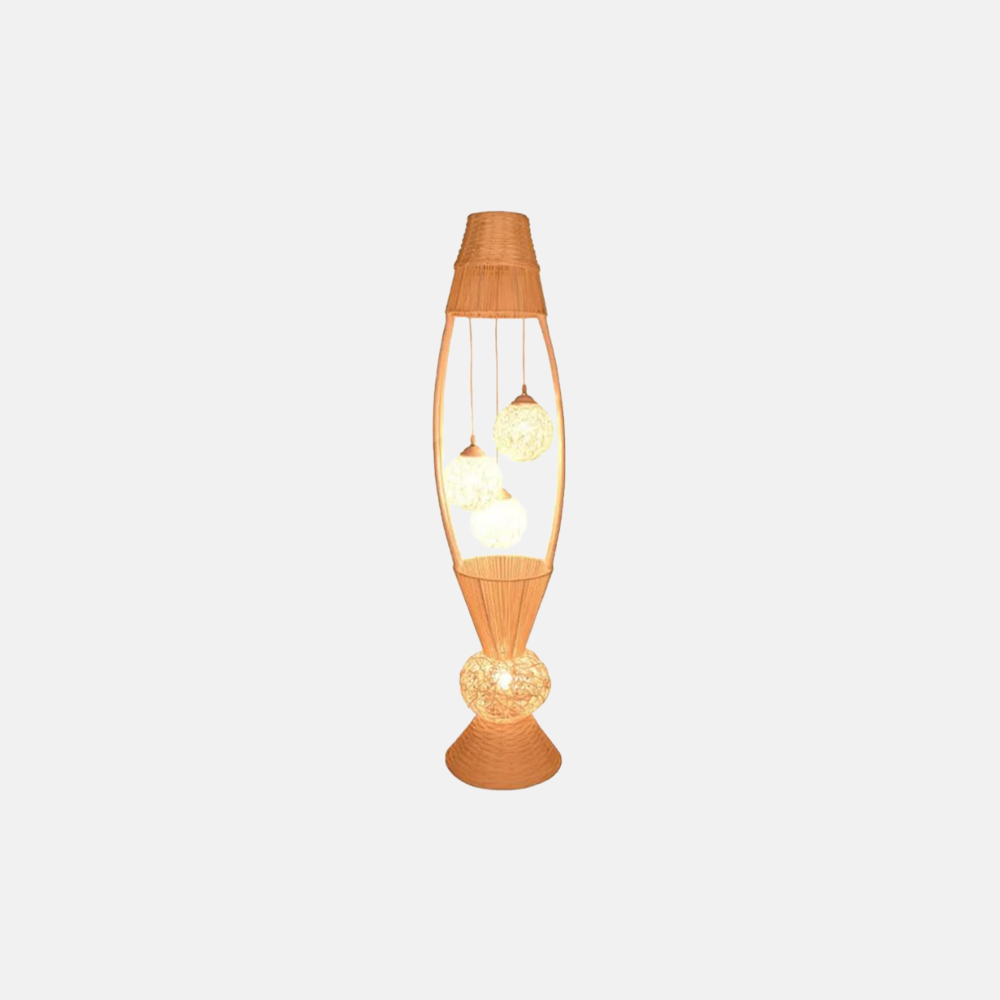 Rustic Bamboo Fish Basket Burlywood Floor Lamp Living Room