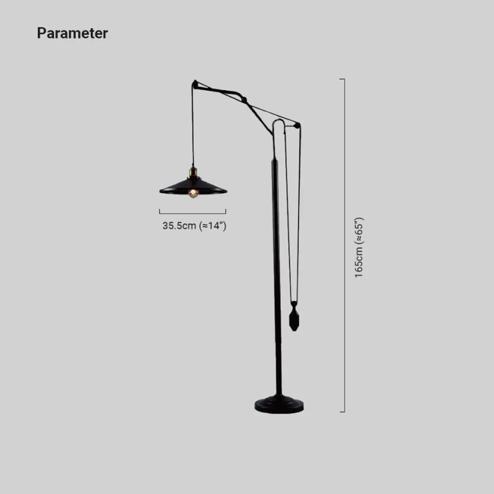 Designer Metal Frisbee Black Floor Lamp Study Room