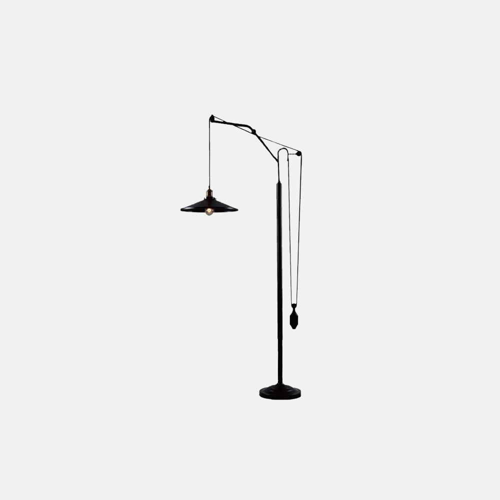 Designer Metal Frisbee Black Floor Lamp Study Room