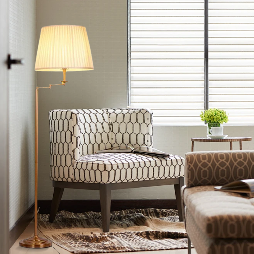 Vintage Metal Fabric Drum Cylindrical Floor Lamp Living Room | Riofu