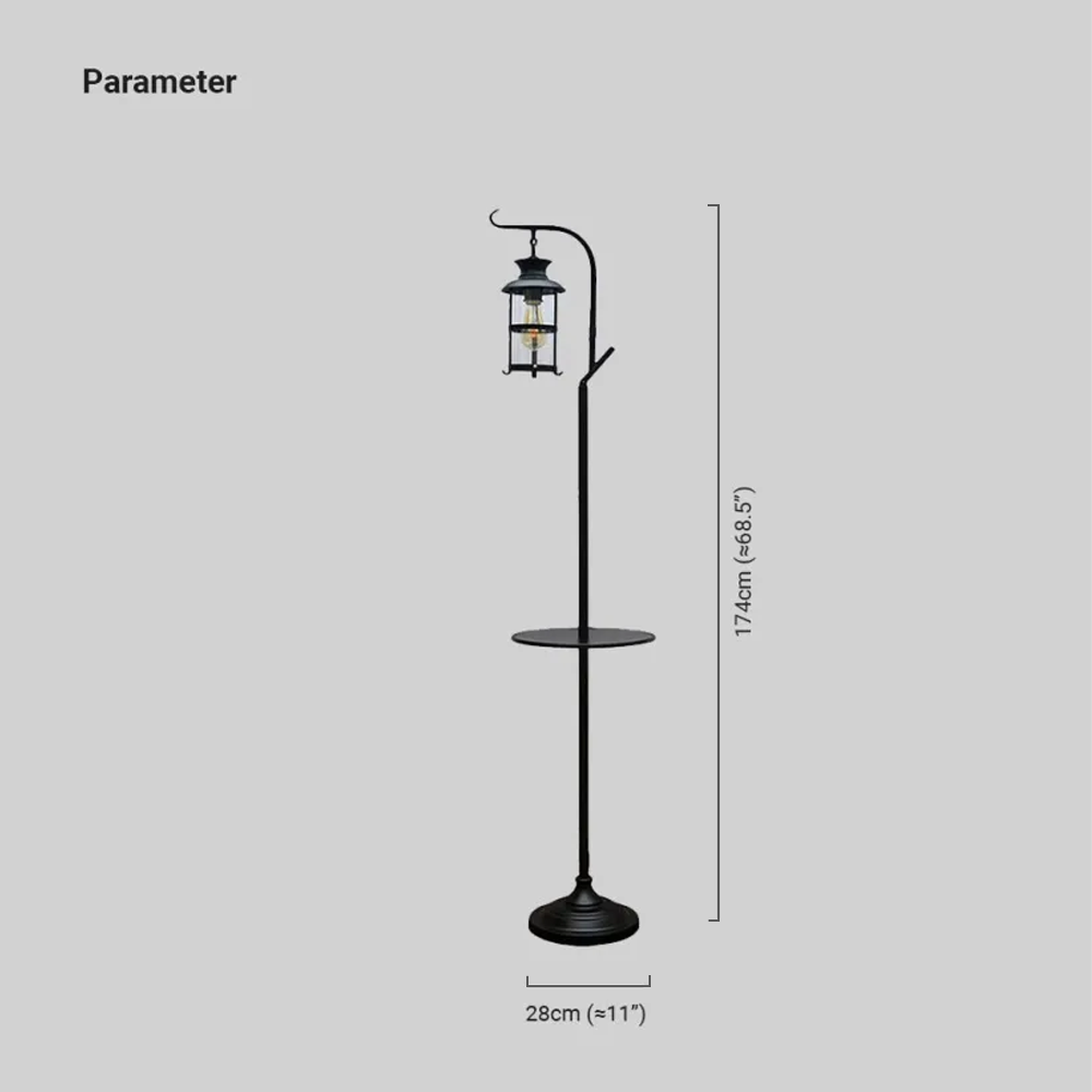 Vintage Metal Glass Lantern Children's Room Floor Lamp Black