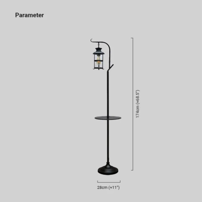 Vintage Metal Glass Lantern Children's Room Floor Lamp Black