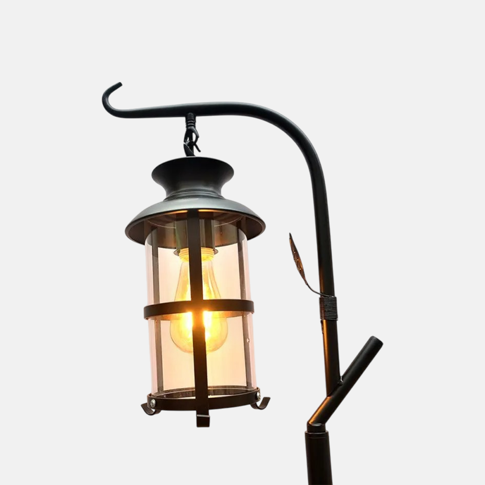 Vintage Metal Glass Lantern Children's Room Floor Lamp Black