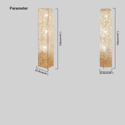 Industrial Rattan Cylindrical White Floor Lamp Living Room